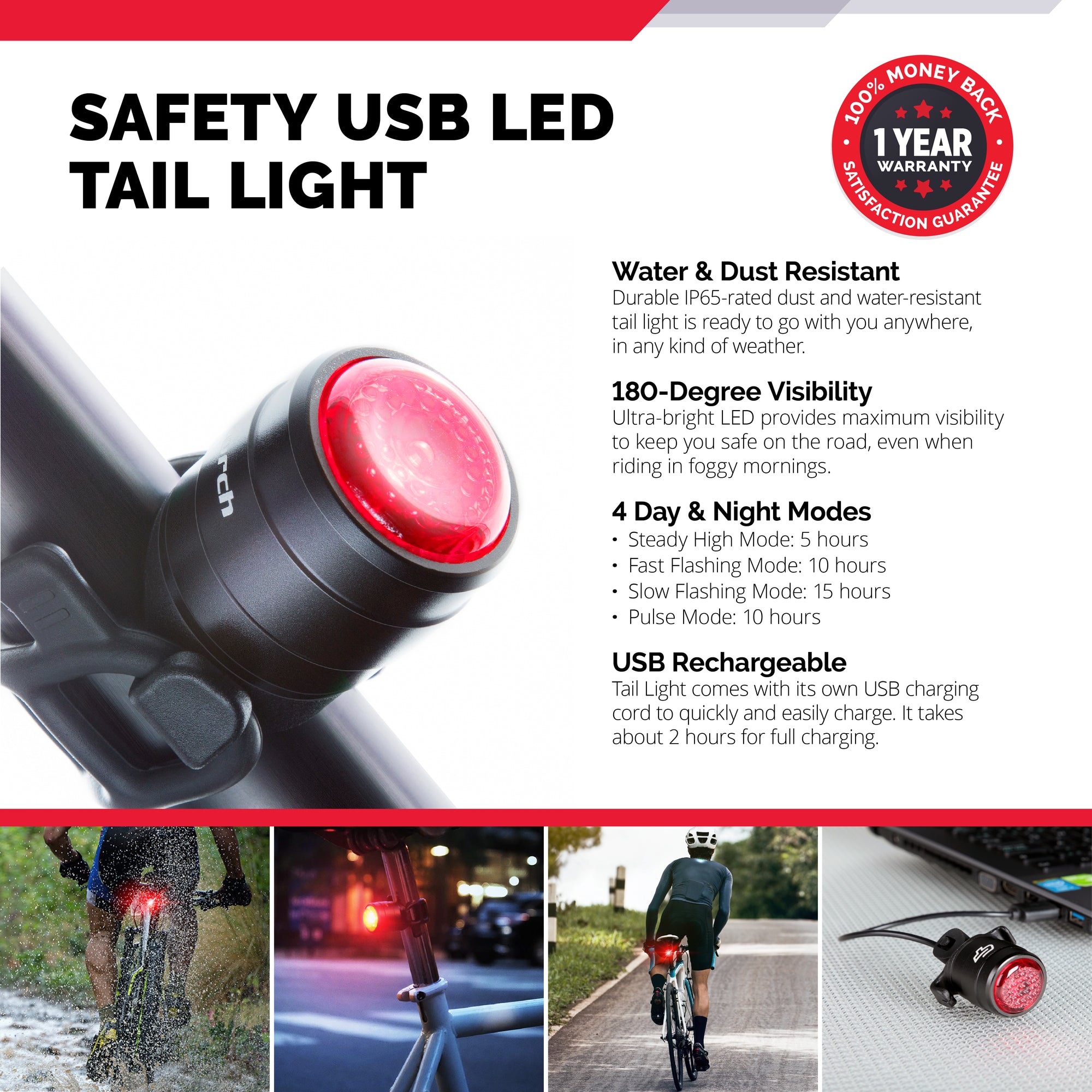partiskhed disharmoni couscous BOLT COMBO - USB Rechargeable Safety Bike Light Set - CycleTorch